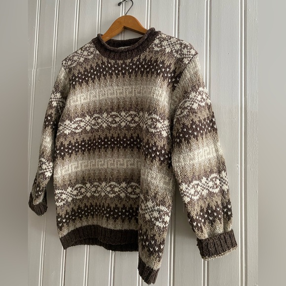 VINTAGE CASUAL CONNECTION Crewneck wool blend nordic fair isle sweater medium - Picture 8 of 15